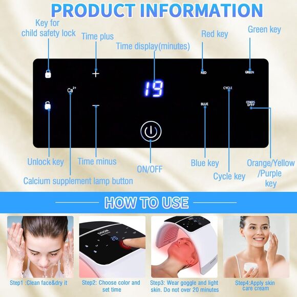 LED Mask 7 Color Therapy LED Face Mask for Skin Rejuvenation - Picture 5 of 7